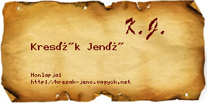 Kresák Jenő névjegykártya
